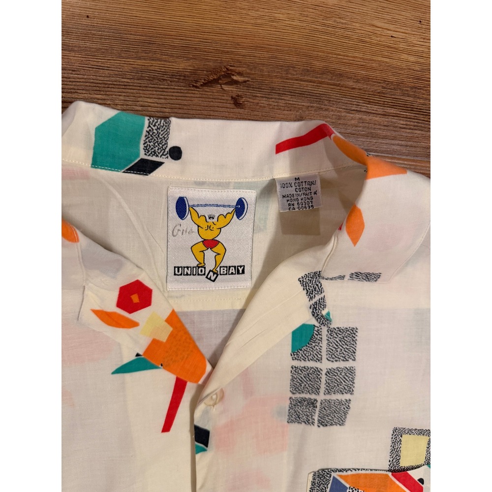Vtg 80s Unionbay Oversized Button Up Shirt MED (Fits XL) Memphis Style - Picture 4 of 5